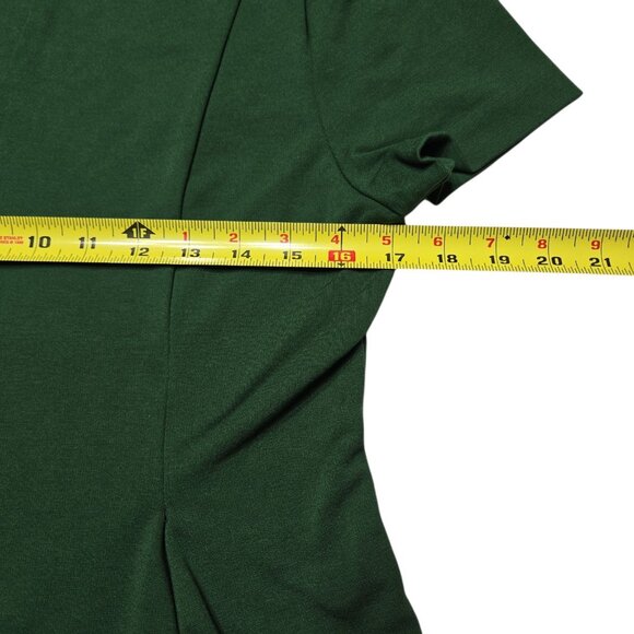Ann Taylor Top Womens Medium Green Fit and Flare V Neck Blouse Stretch Career - Picture 3 of 11